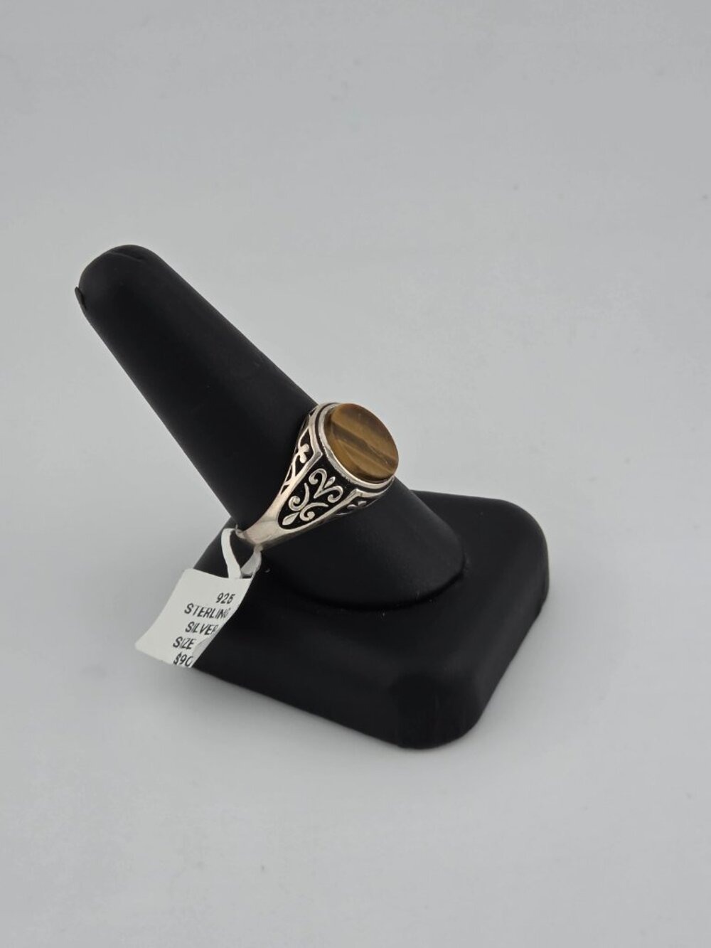 Sterling Silver 925 Tiger Eye Gemstone Statement Ring - Picture 2 of 8